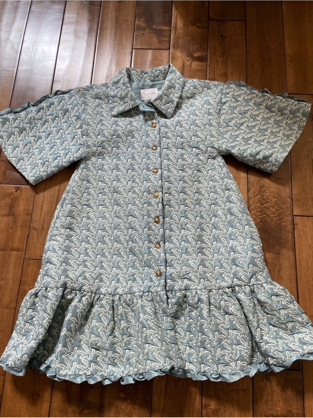 Kika Vargas Button-Front Ruffle Hem Dress Size XS